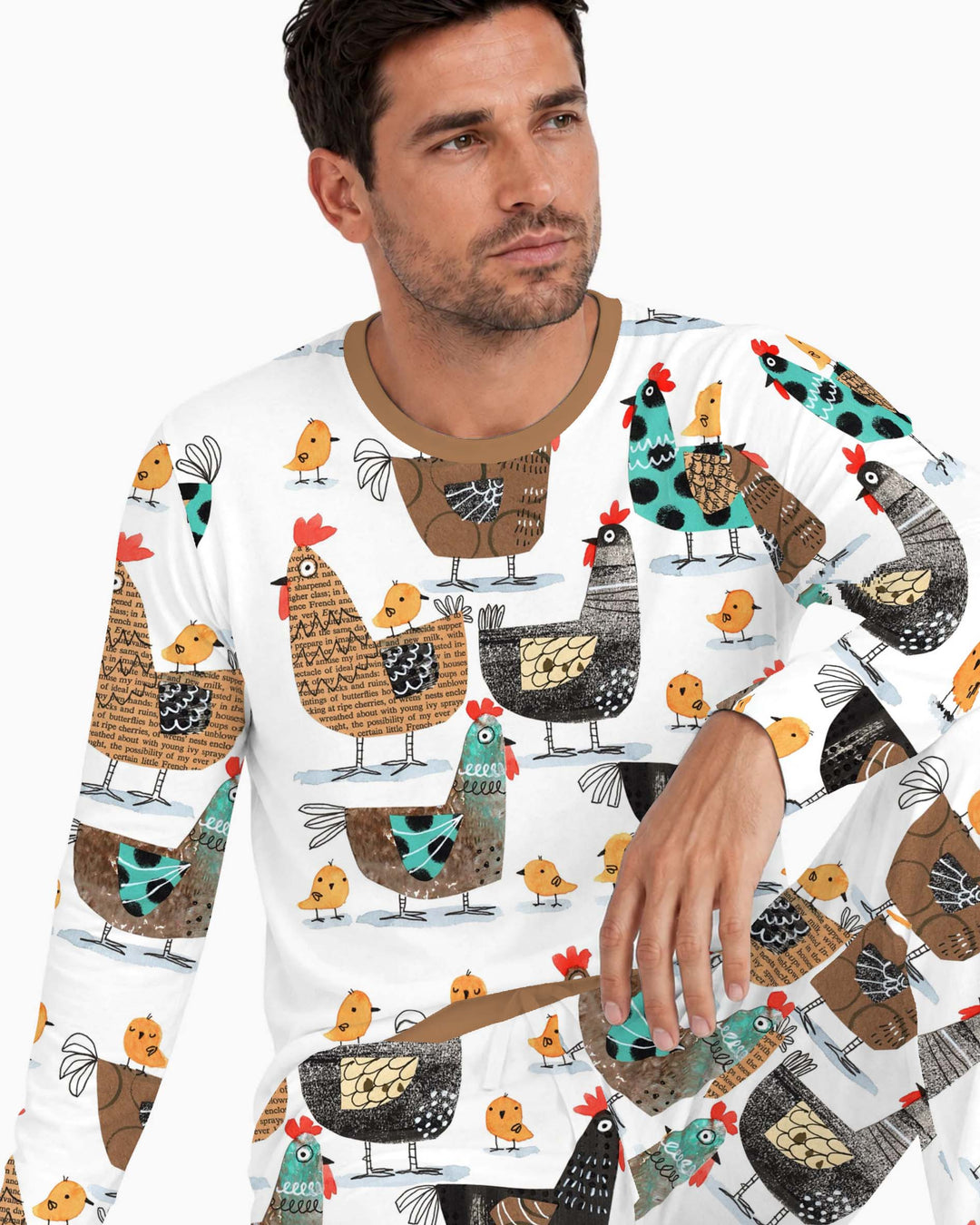 Folk Chicken Family Bamboo Men's Pajama Set