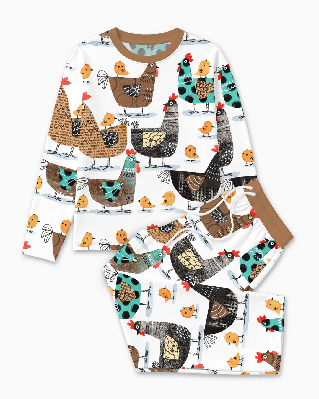 Folk Chicken Family Bamboo Men's Pajama Set