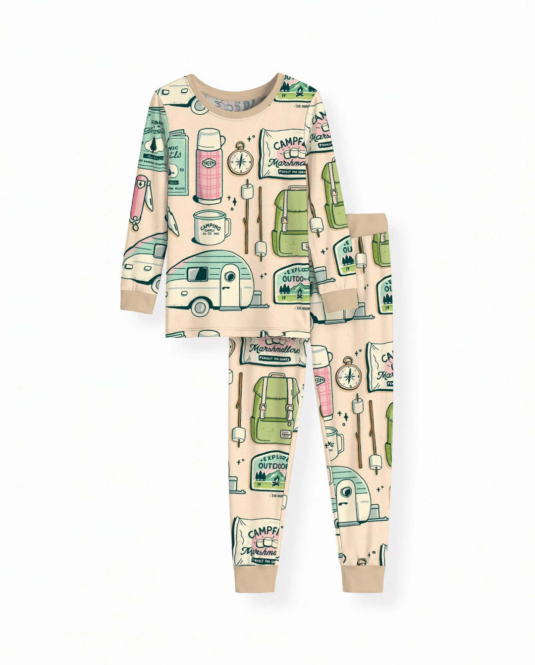 Forest Camping Adventure Bamboo Two Piece Long Sleeve Pajama Set
