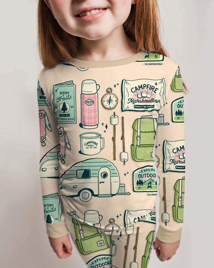 Forest Camping Adventure Bamboo Two Piece Long Sleeve Pajama Set