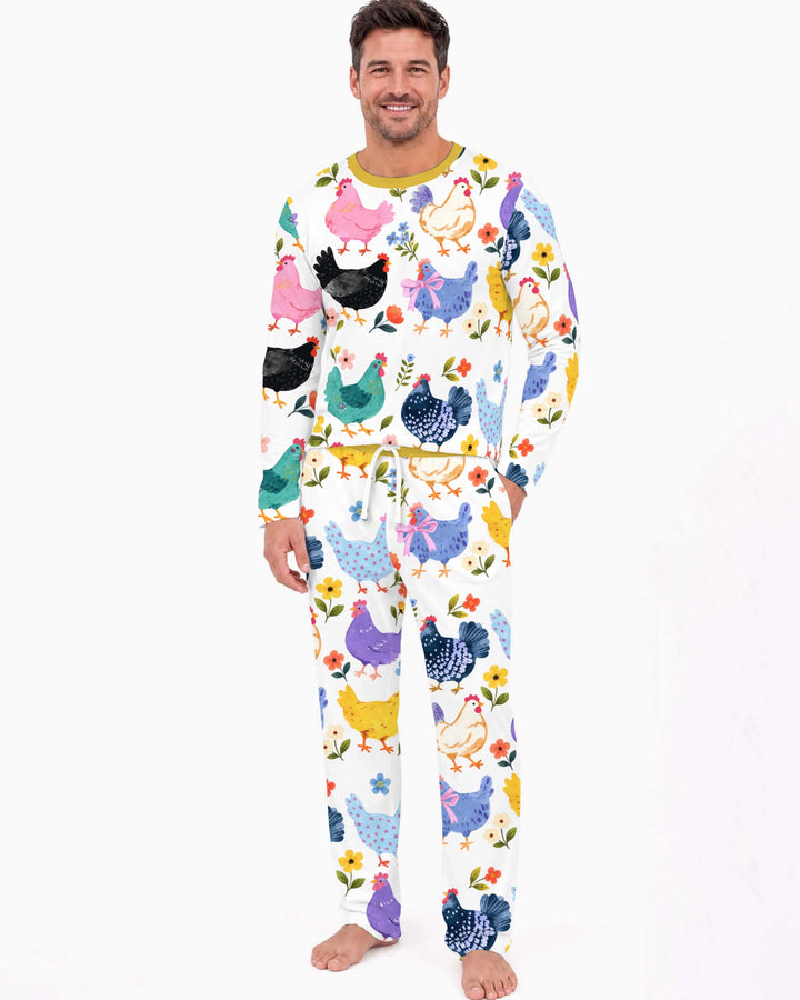 Funny Chicken Parade Bamboo Men's Pajama Set