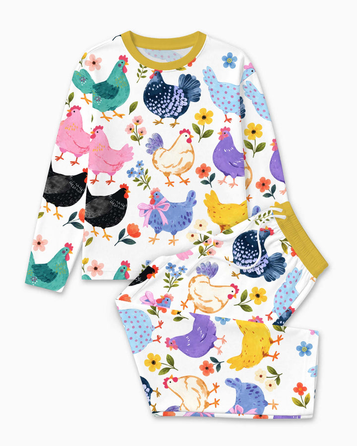 Funny Chicken Parade Bamboo Men's Pajama Set