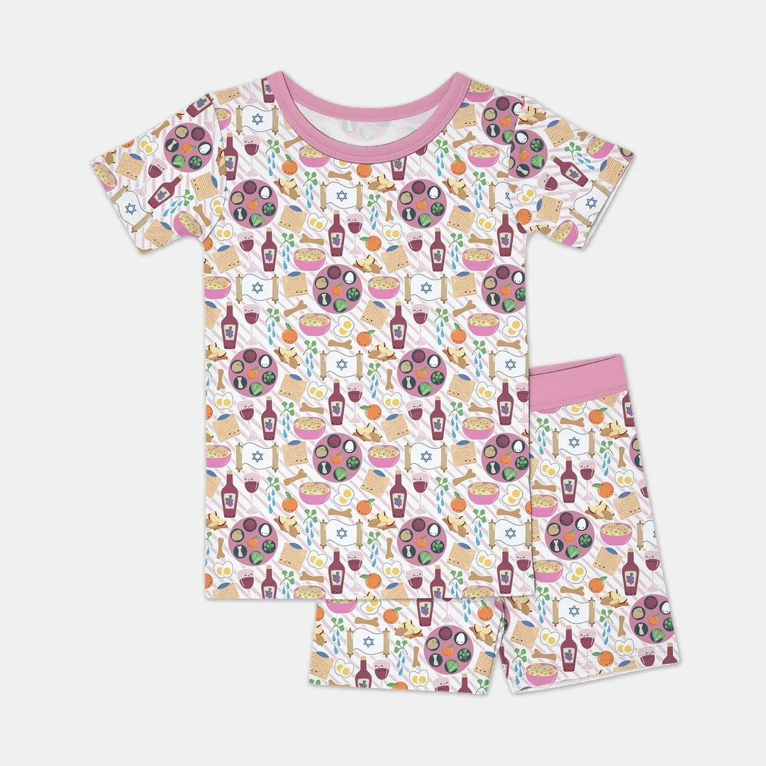 Passover Meal Bamboo Two Piece Short Sleeve Shorts Pajama Set