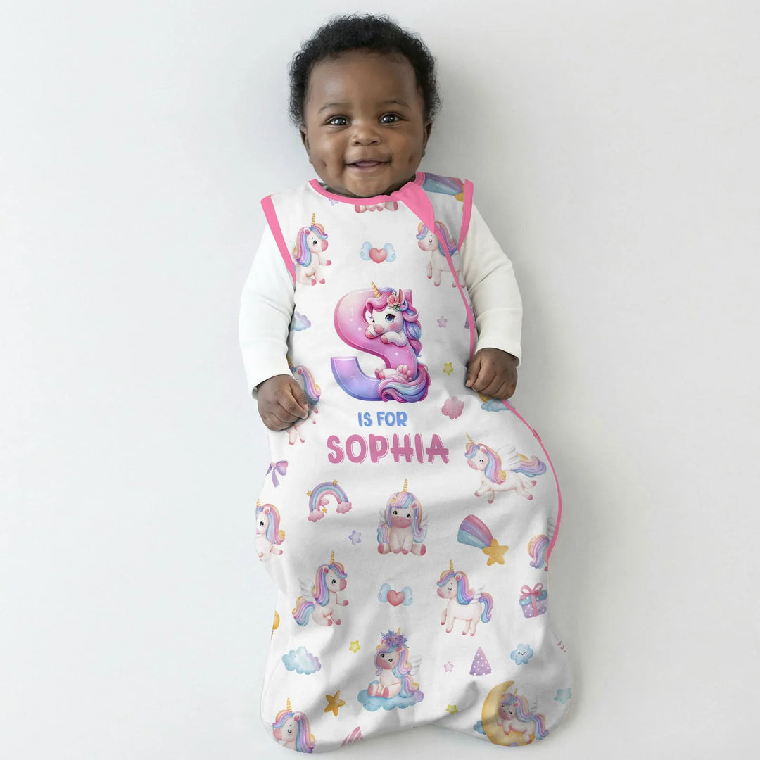 Unicorn Dreams Custom Name Bamboo Sleep Bag