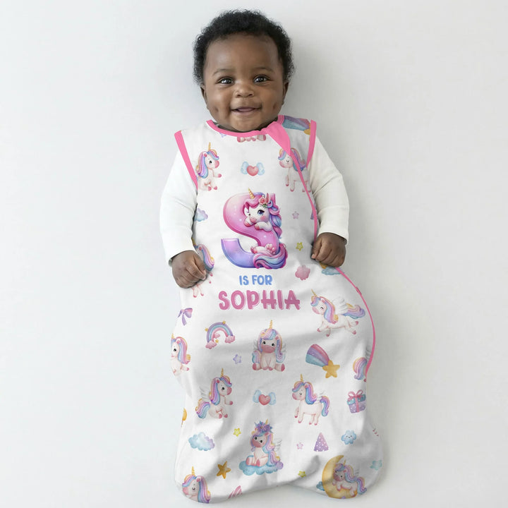 Unicorn Dreams Custom Name Bamboo Sleep Bag