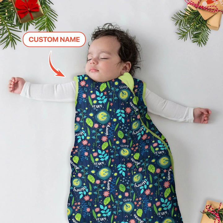 Nighttime Bugs Custom Name Bamboo Sleep Bag