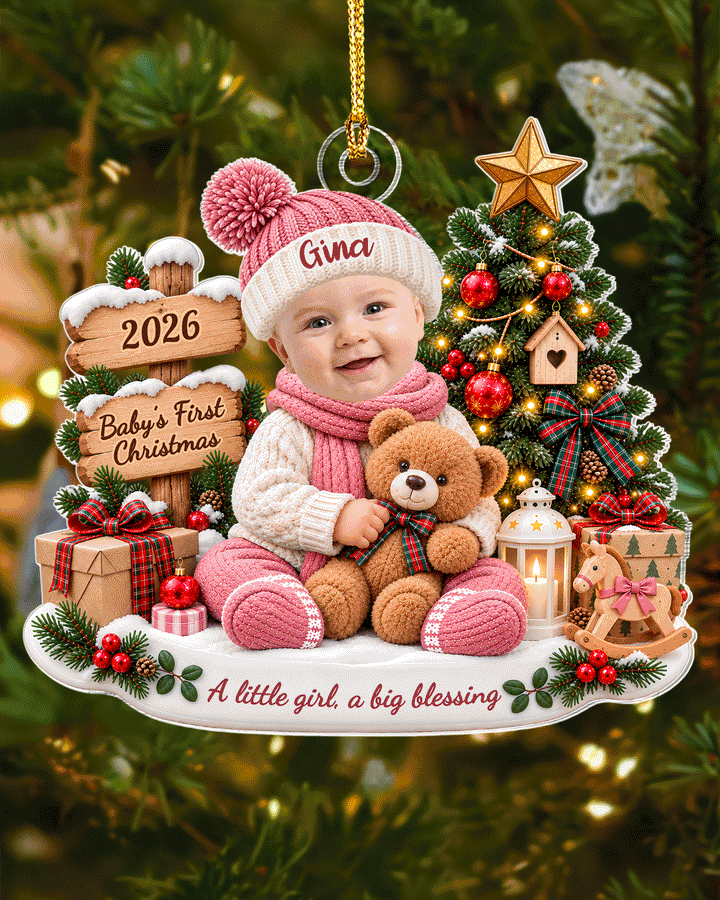 Baby’s First Christmas - Personalized Acrylic Ornament, First Christmas Keepsake, Newborn Baby Gift