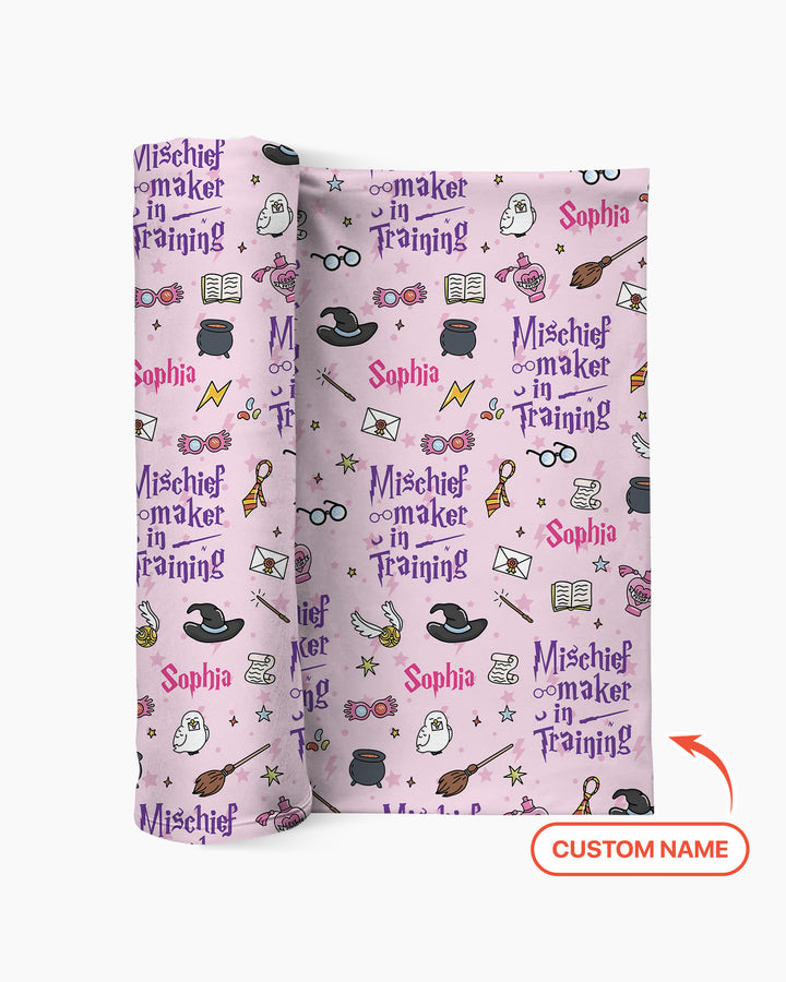 Custom Name Mischief Maker In Training swaddle blanket