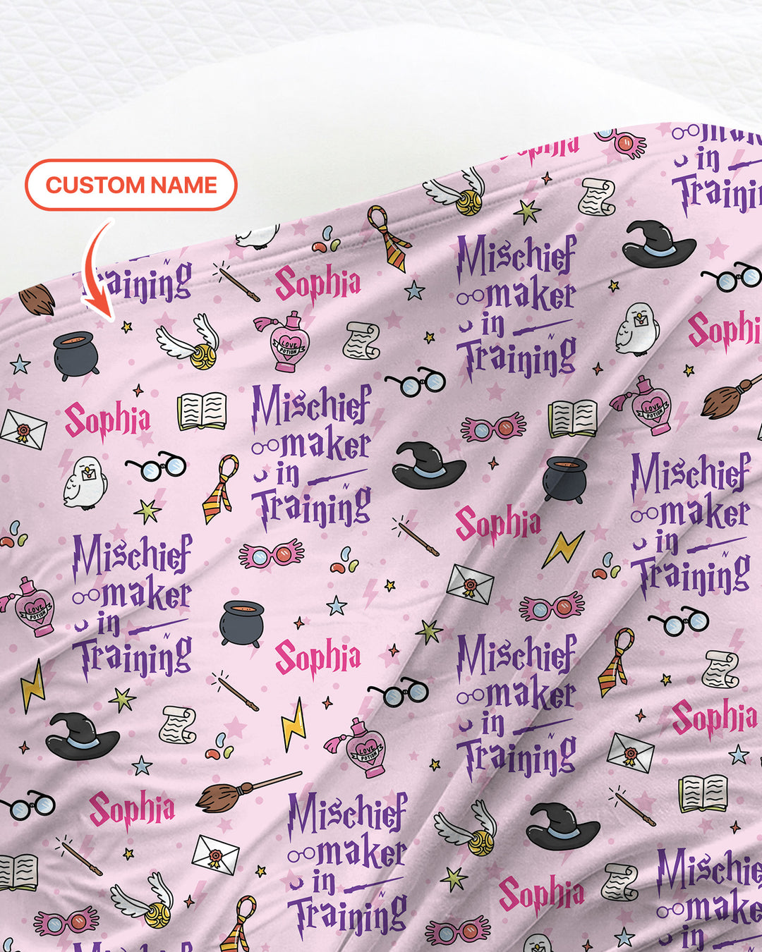 Custom Name Mischief Maker In Training swaddle blanket