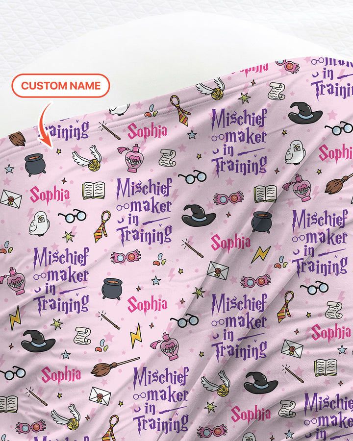 Custom Name Mischief Maker In Training swaddle blanket