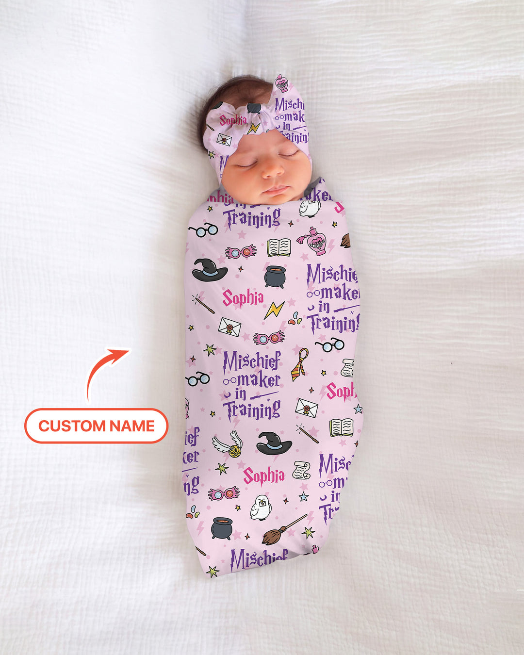 Custom Name Mischief Maker In Training swaddle blanket