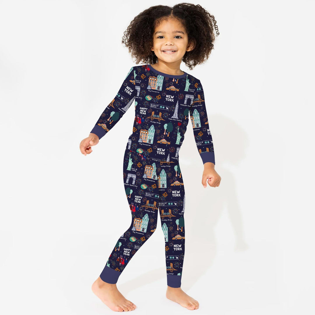 New York New Year Eve Bamboo Two Piece Long Sleeve Pajama Set
