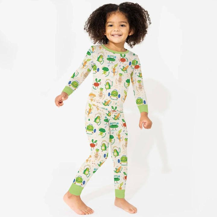 Exercise Veggie Bamboo Two Piece Long Sleeve Pajama Set