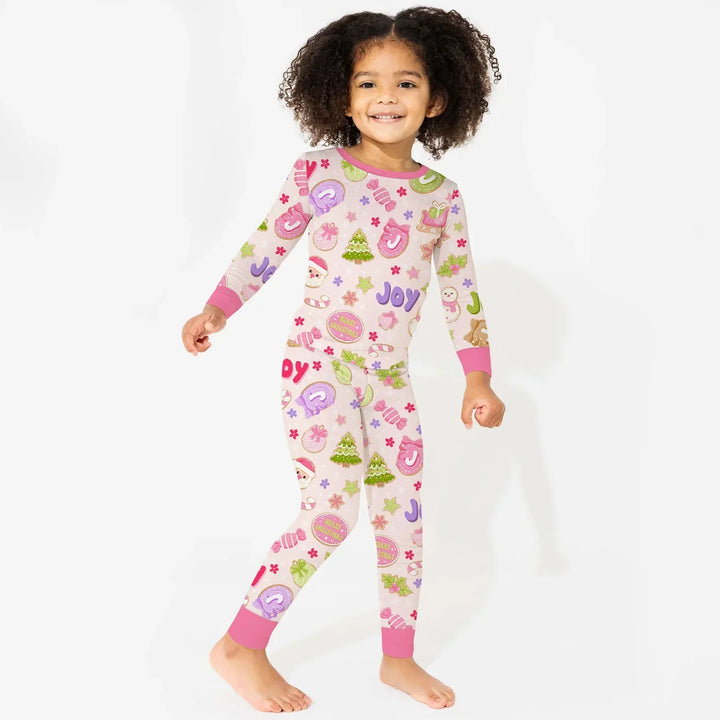 Custom Name Christmas Cookies Bamboo Two Piece Long Sleeve Pajama Set