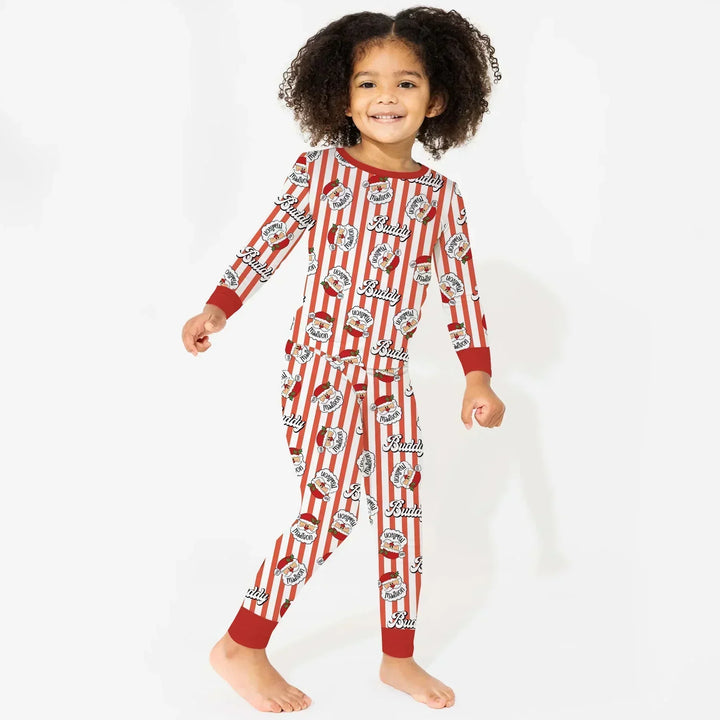Christmas Santa Claus Custom Name Buddy Bamboo Two Piece Long Sleeve Pajama Set