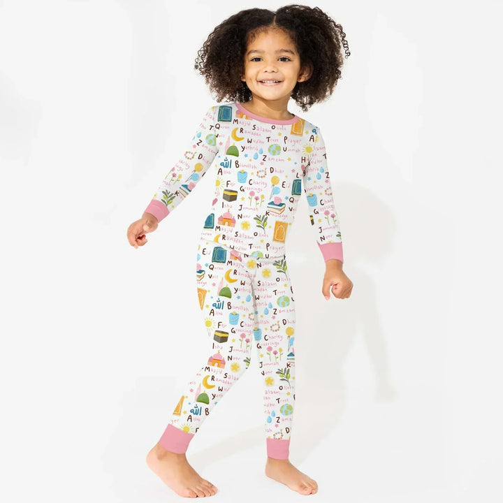 Islamic Alphabet Bamboo Two Piece Long Sleeve Pajama Set