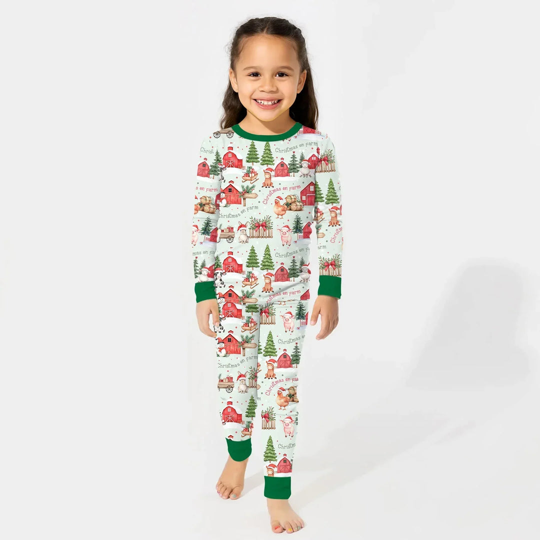 Christmas on Farm Bamboo Two Piece Long Sleeve Pajama Set
