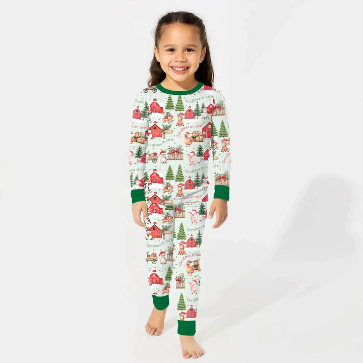 Christmas on Farm Bamboo Two Piece Long Sleeve Pajama Set