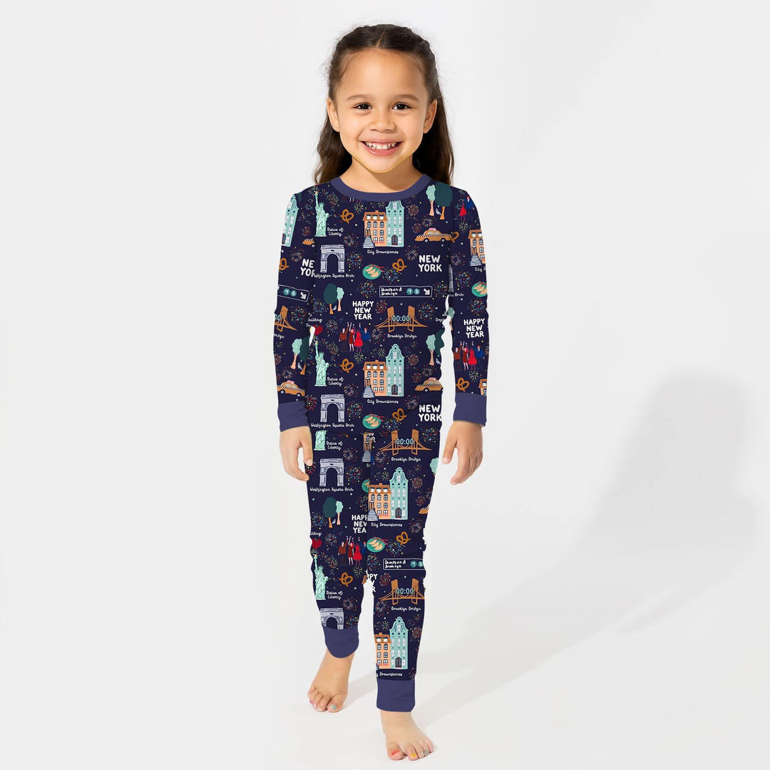 New York New Year Eve Bamboo Two Piece Long Sleeve Pajama Set