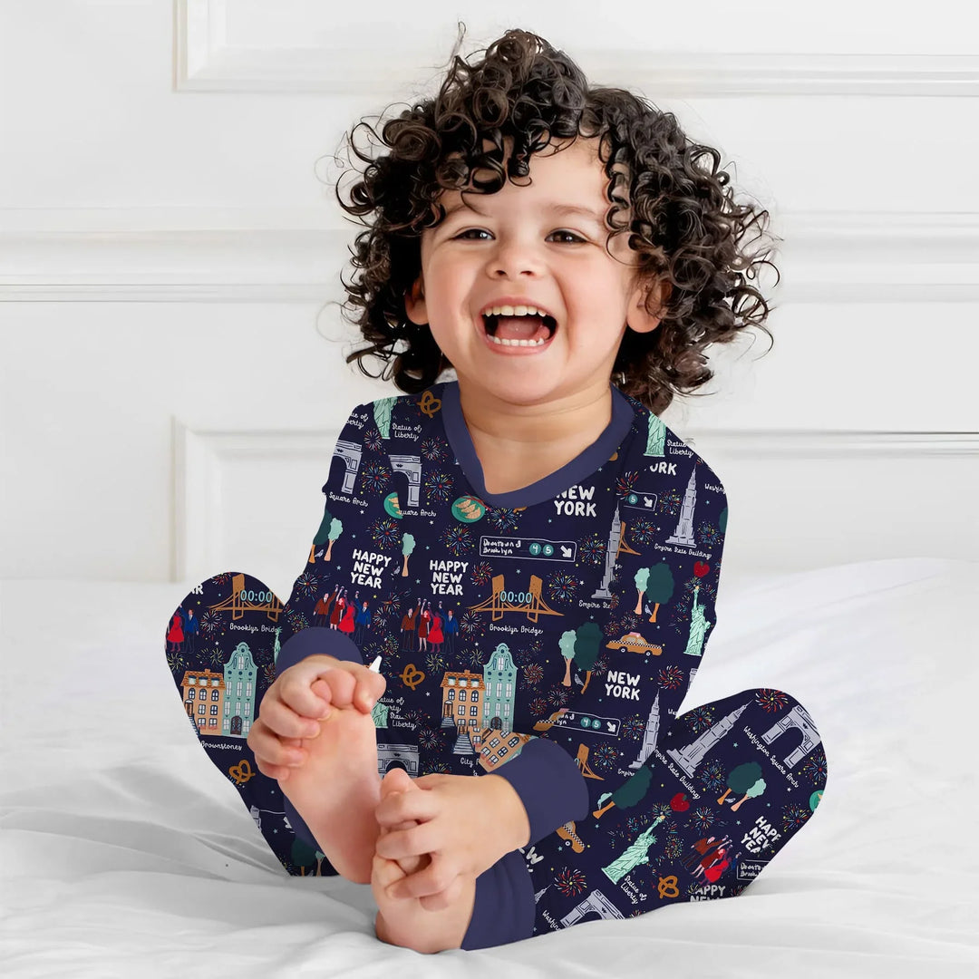 New York New Year Eve Bamboo Two Piece Long Sleeve Pajama Set