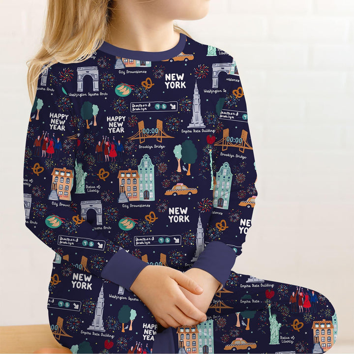 New York New Year Eve Bamboo Two Piece Long Sleeve Pajama Set