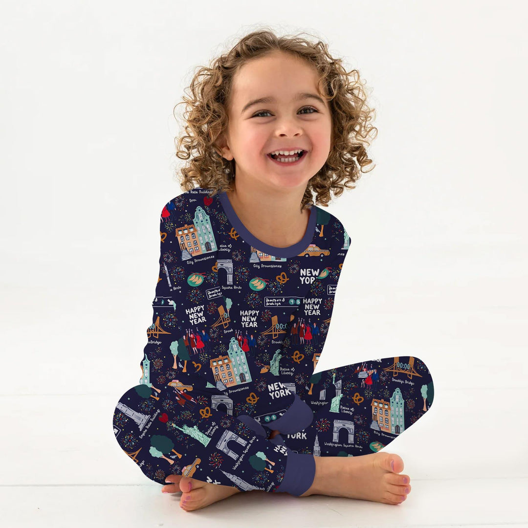 New York New Year Eve Bamboo Two Piece Long Sleeve Pajama Set