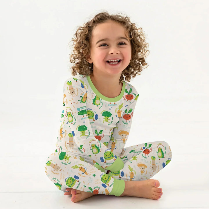 Exercise Veggie Bamboo Two Piece Long Sleeve Pajama Set