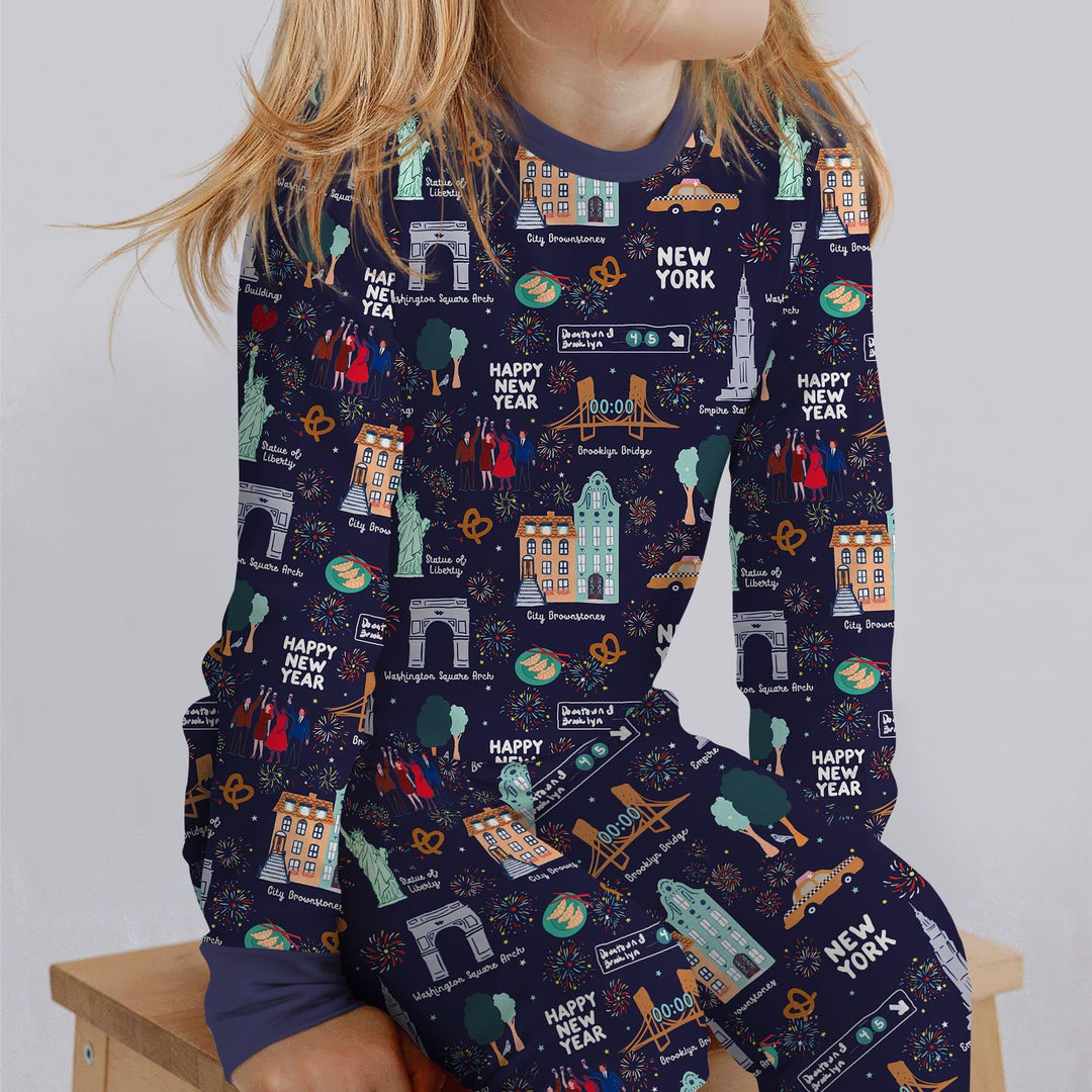 New York New Year Eve Bamboo Two Piece Long Sleeve Pajama Set
