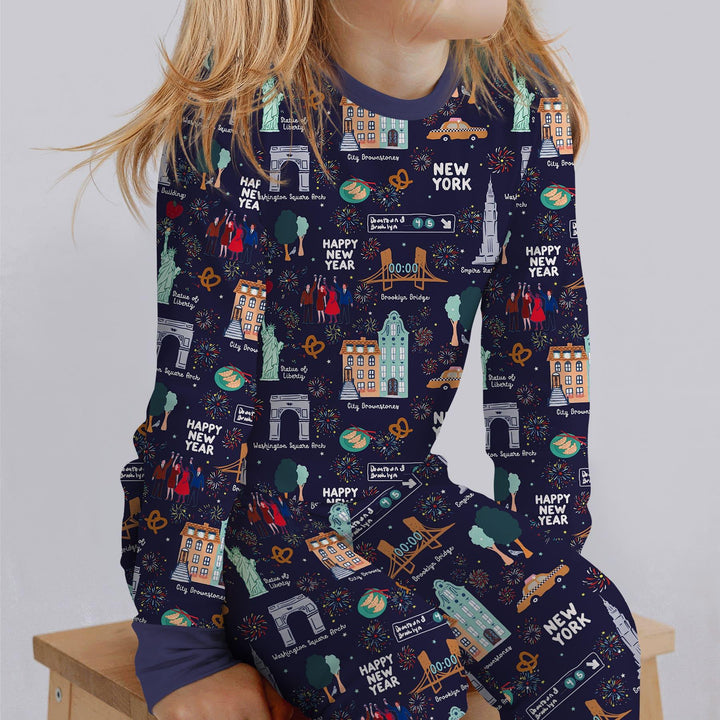 New York New Year Eve Bamboo Two Piece Long Sleeve Pajama Set