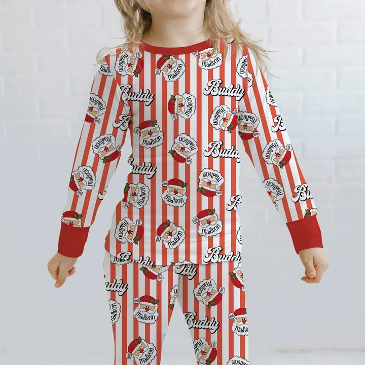 Christmas Santa Claus Custom Name Buddy Bamboo Two Piece Long Sleeve Pajama Set