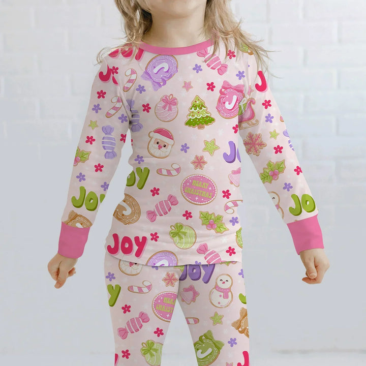 Custom Name Christmas Cookies Bamboo Two Piece Long Sleeve Pajama Set