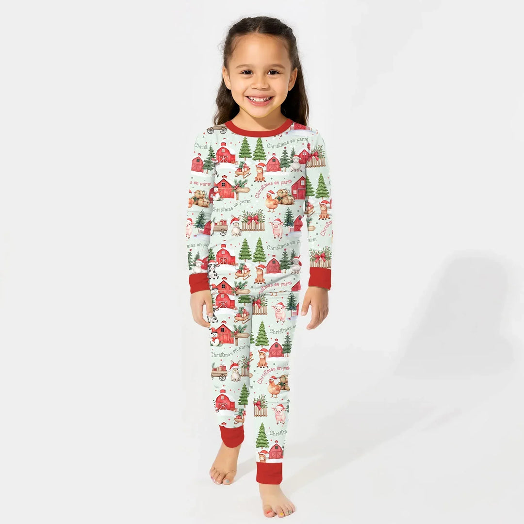 Christmas on Farm Bamboo Two Piece Long Sleeve Pajama Set