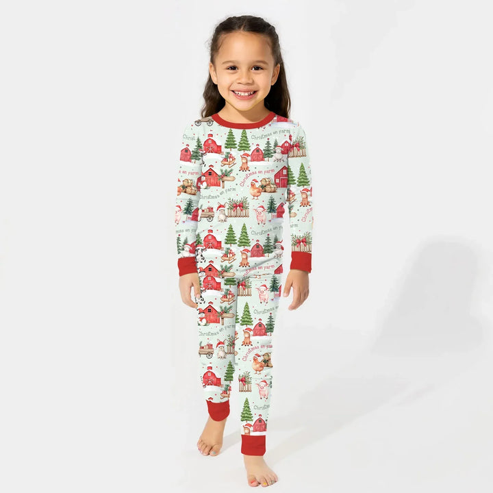 Christmas on Farm Bamboo Two Piece Long Sleeve Pajama Set