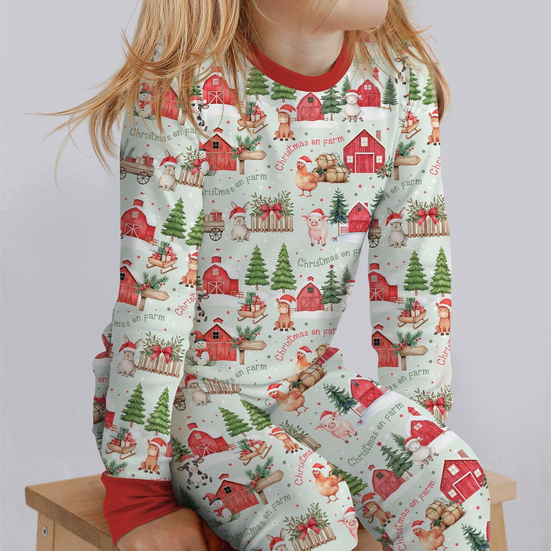 Christmas on Farm Bamboo Two Piece Long Sleeve Pajama Set