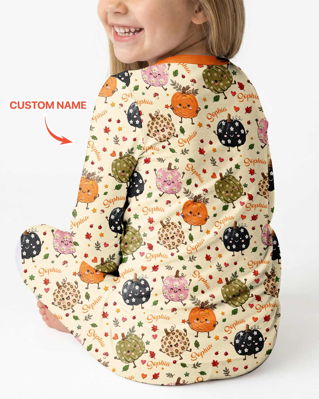 Boho Pumpkin Doodle Bamboo Two Piece Long Sleeve Pajama Set