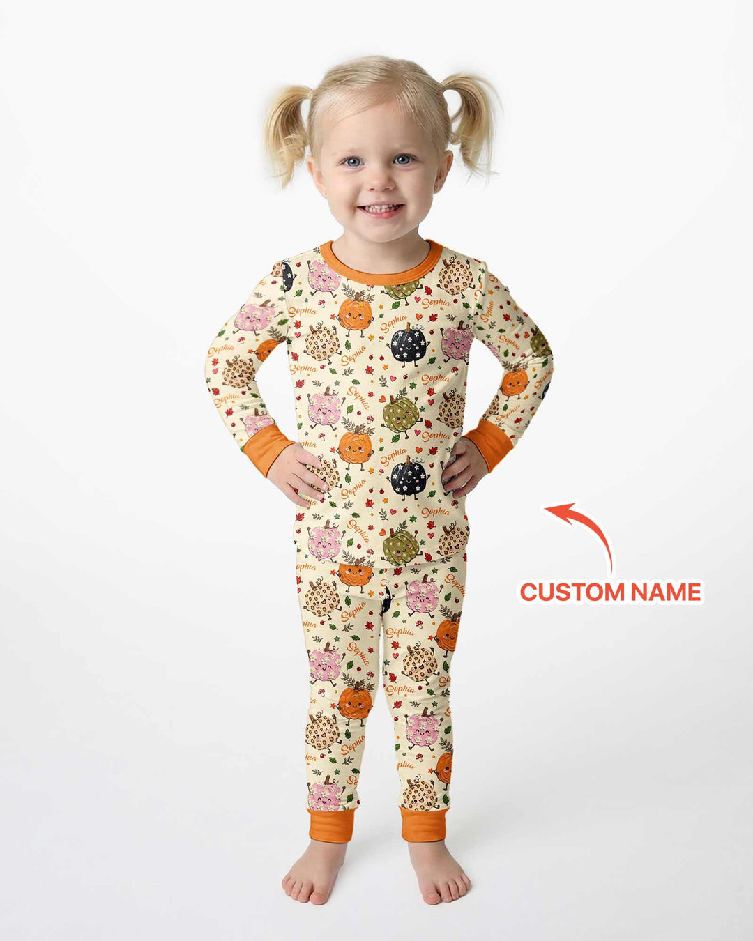 Boho Pumpkin Doodle Bamboo Two Piece Long Sleeve Pajama Set