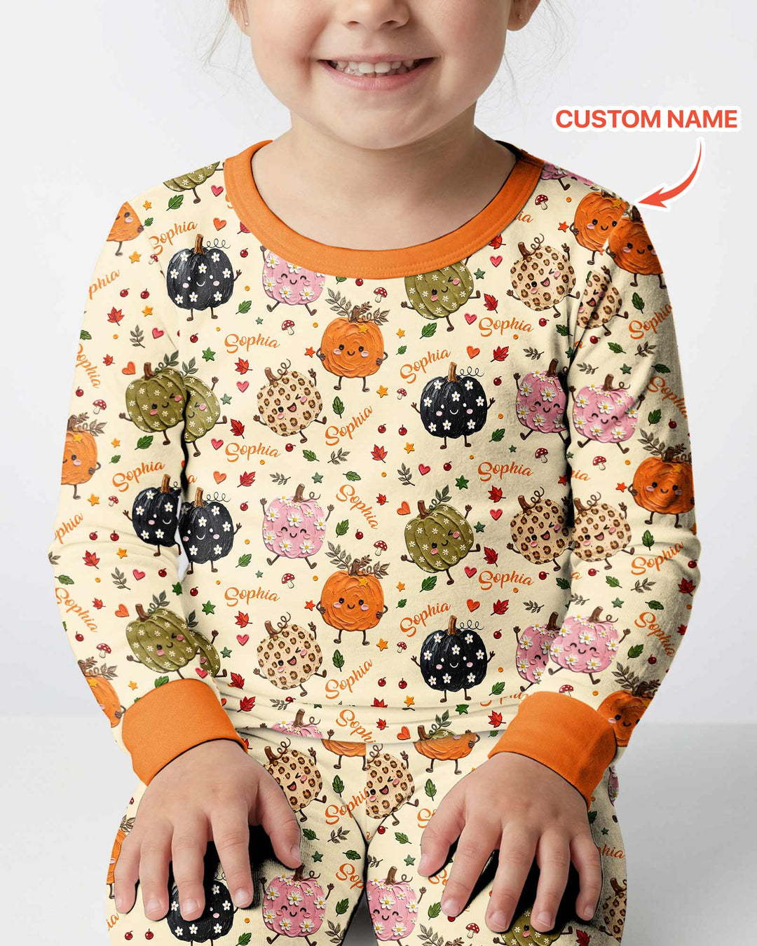 Boho Pumpkin Doodle Bamboo Two Piece Long Sleeve Pajama Set