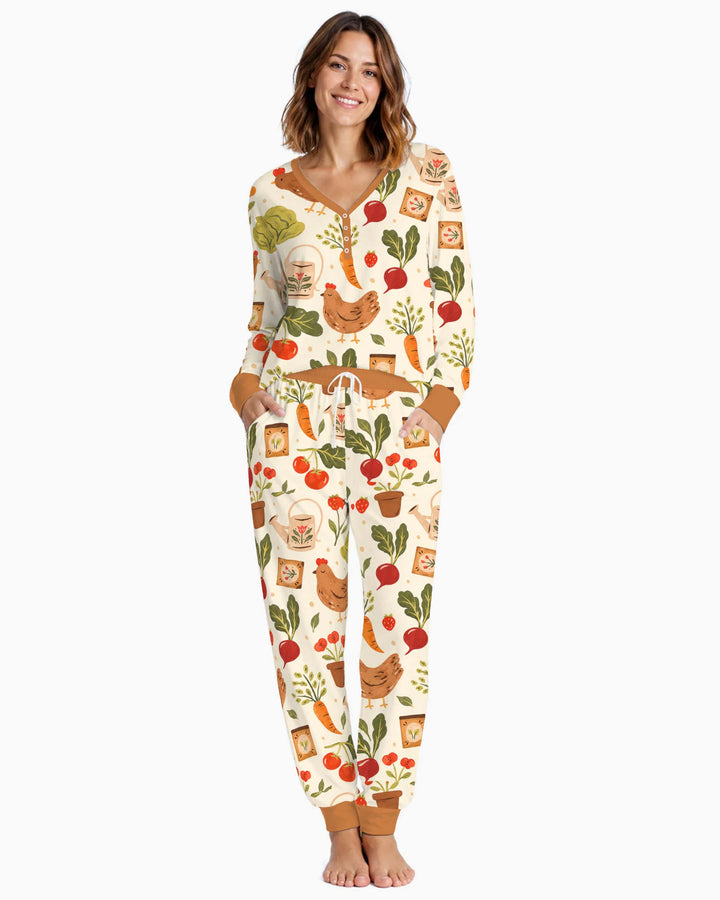 Garden Hen Harvest Bamboo Women Pajama Set