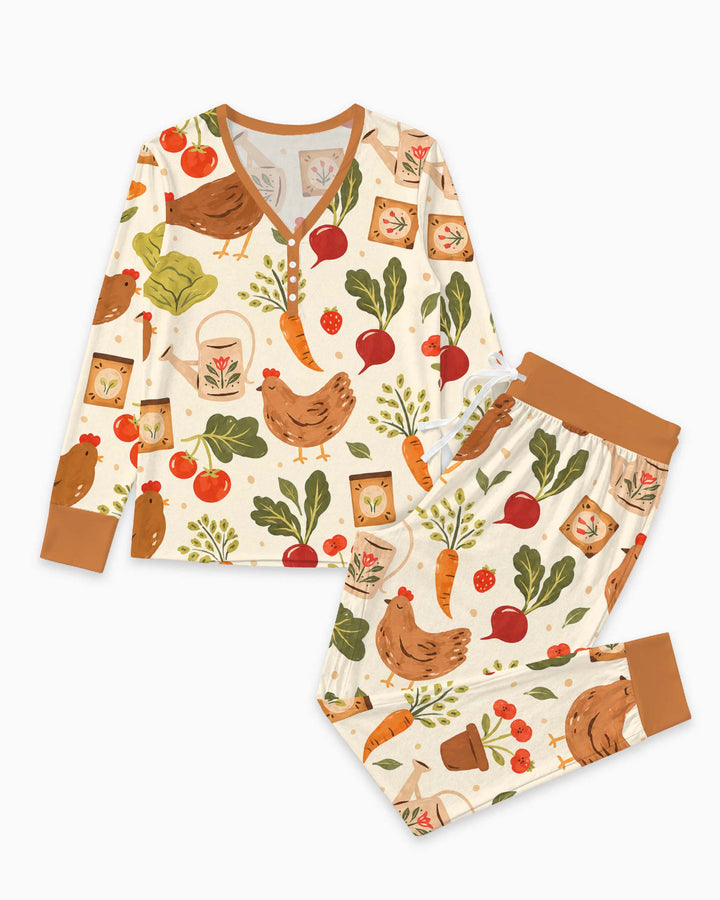 Garden Hen Harvest Bamboo Women Pajama Set