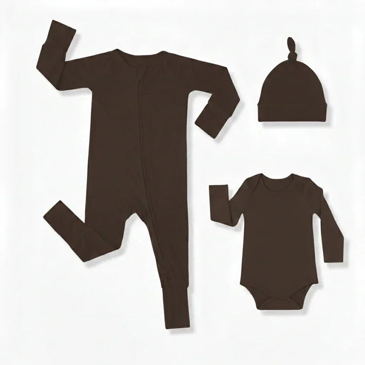 Premium Bamboo Baby Gift Set ( Long Zippy+ Bodysuit+ Knotted hat)