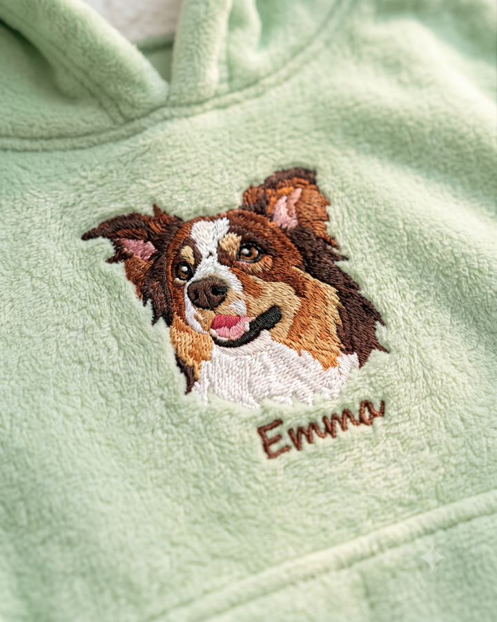 Custom Pet Embroidered Bamboo Blanket Hoodie