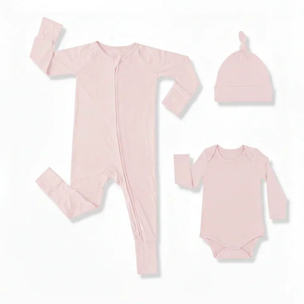 Premium Bamboo Baby Gift Set ( Long Zippy+ Bodysuit+ Knotted hat)