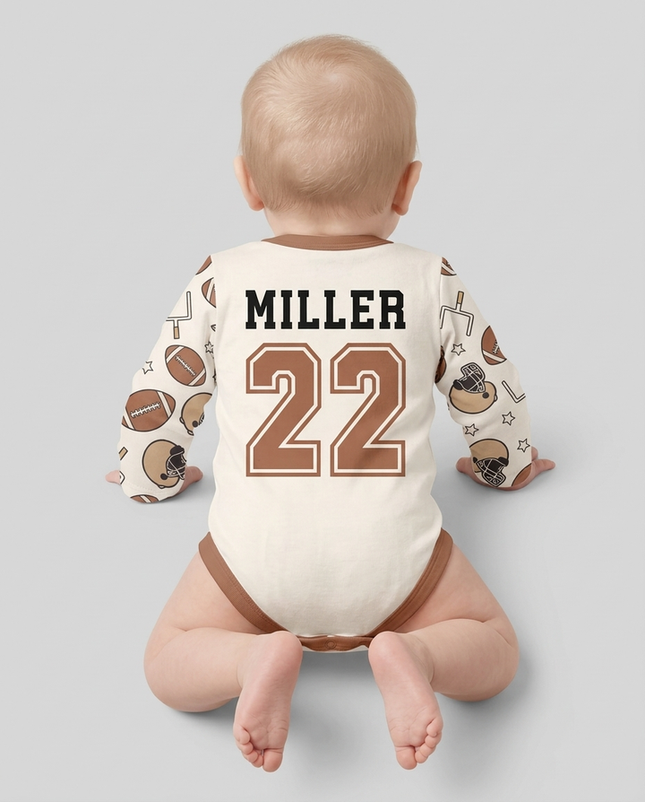 Personalized Football Brother's Biggest Fan Bamboo Bodysuit
