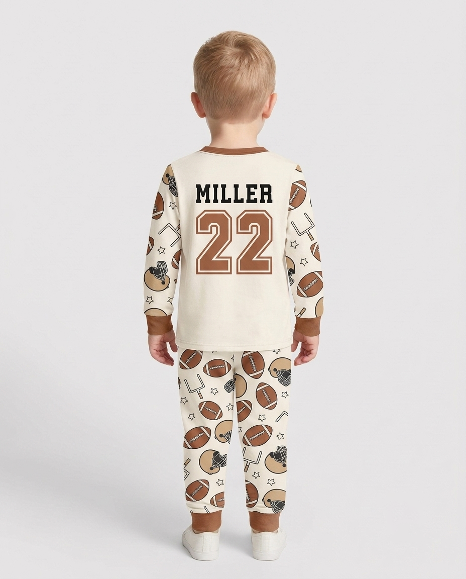 Personalized Football Brother's Biggest Fan Bamboo Two Piece Long Sleeve Pajama Set