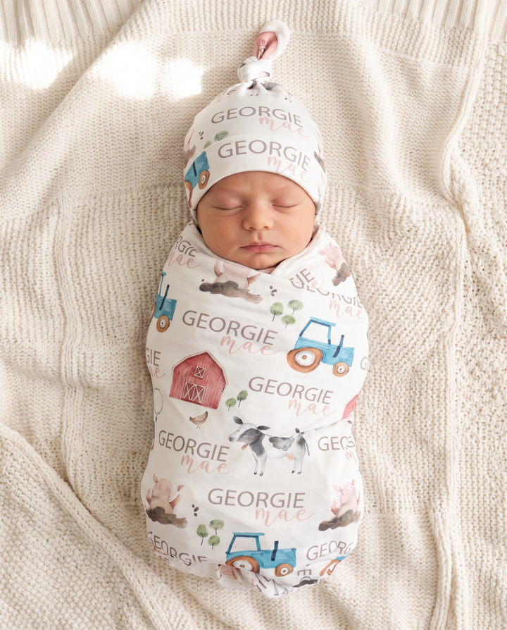 Personalized Frankie's Farm Party Bamboo Swaddle Blanket