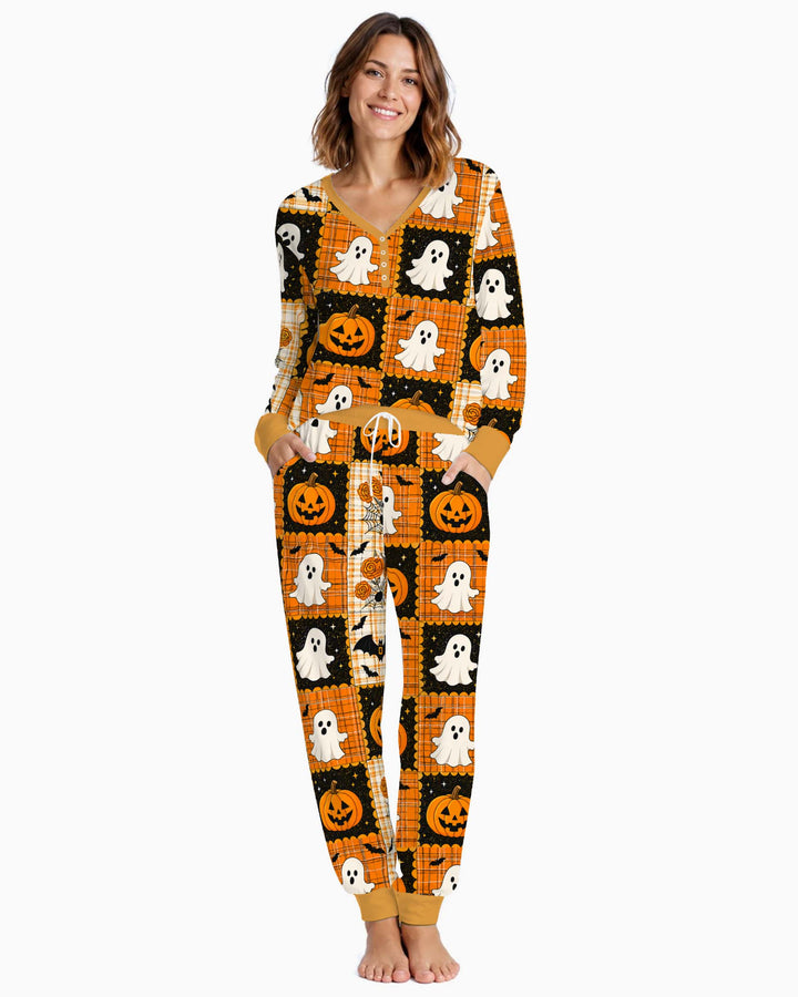 Ghost Pumpkin Patch Bamboo Women Pajama Set