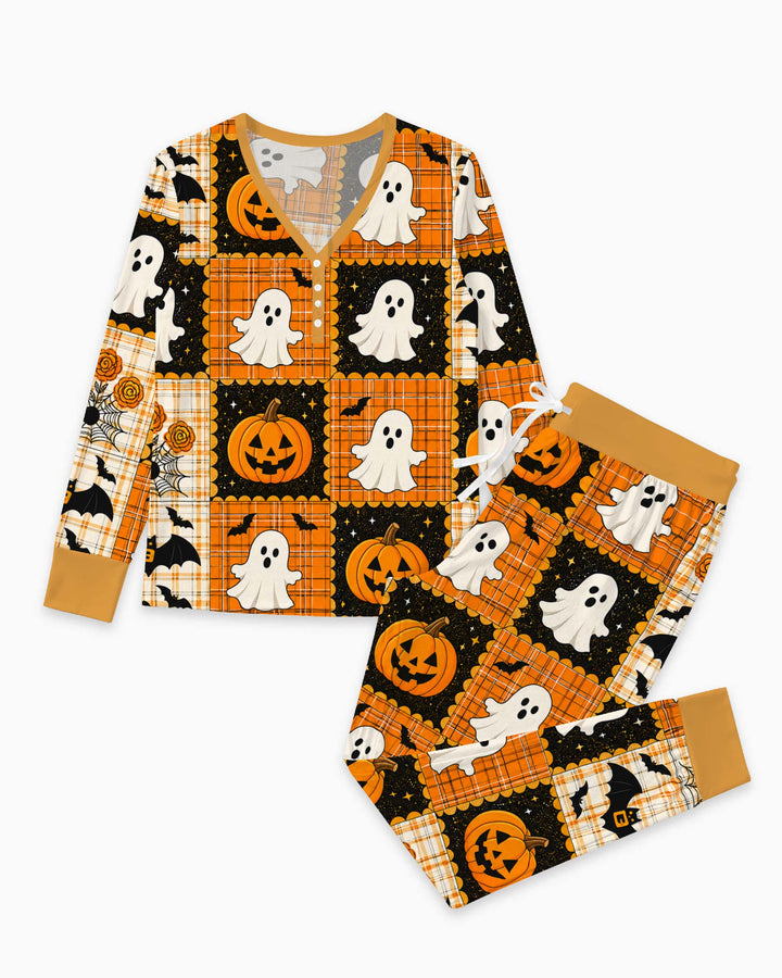 Ghost Pumpkin Patch Bamboo Women Pajama Set