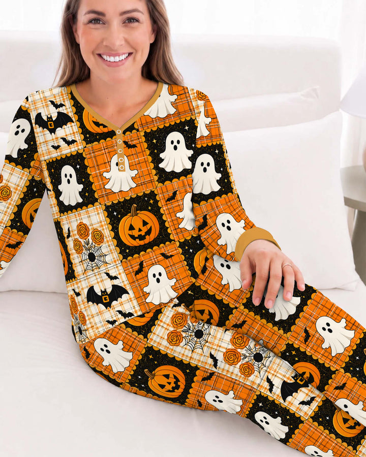 Ghost Pumpkin Patch Bamboo Women Pajama Set