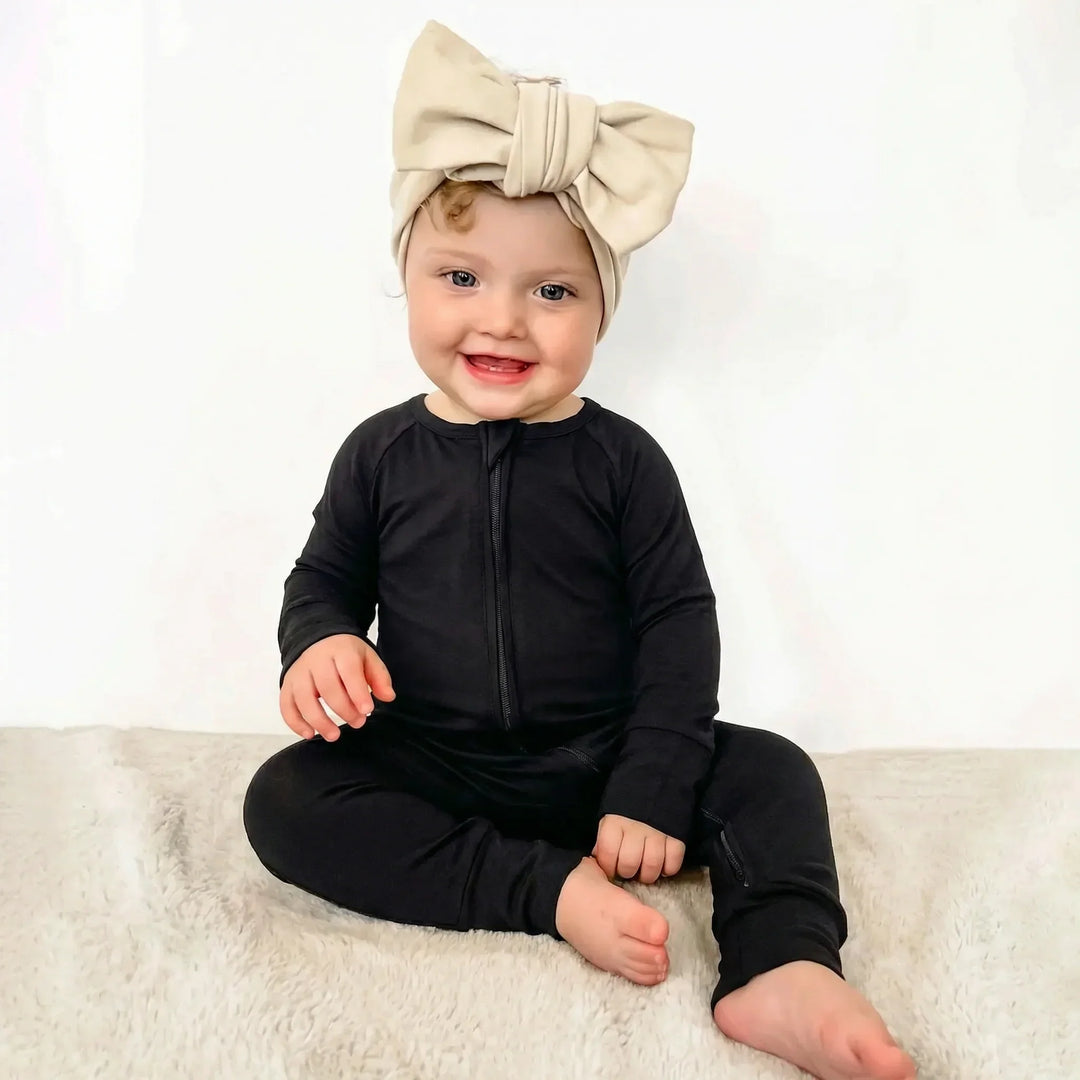 Black Bamboo Convertible Zippered Romper