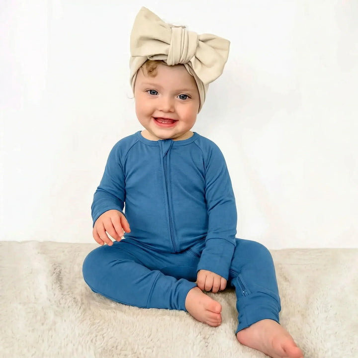 Steel Blue Bamboo Convertible Zippered Romper
